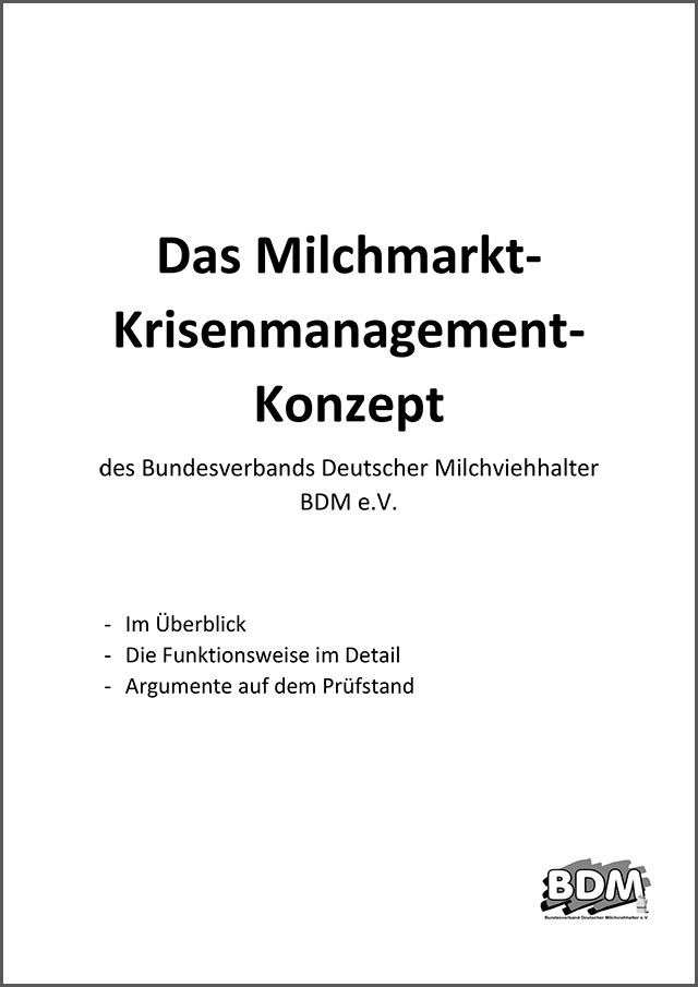 Titelbild des Milchmarkt-Krisenmanagement-Konzeptes